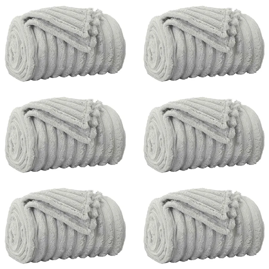 Couvertures à jeter 6 pcs Gris 270 x 240 cm Toison - 2