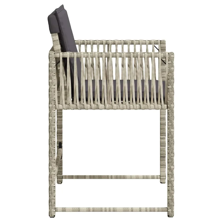Chaises de jardin avec coussins lot de 4 gris clair poly rotin - 6