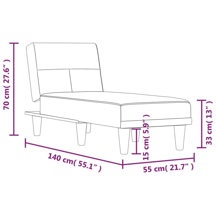 Chaise longue gris foncé tissu - 9