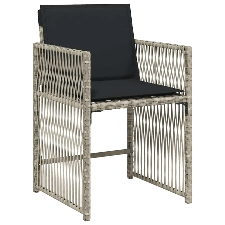 Ensemble à manger de jardin et coussins 17 pcs gris clair rotin - 4