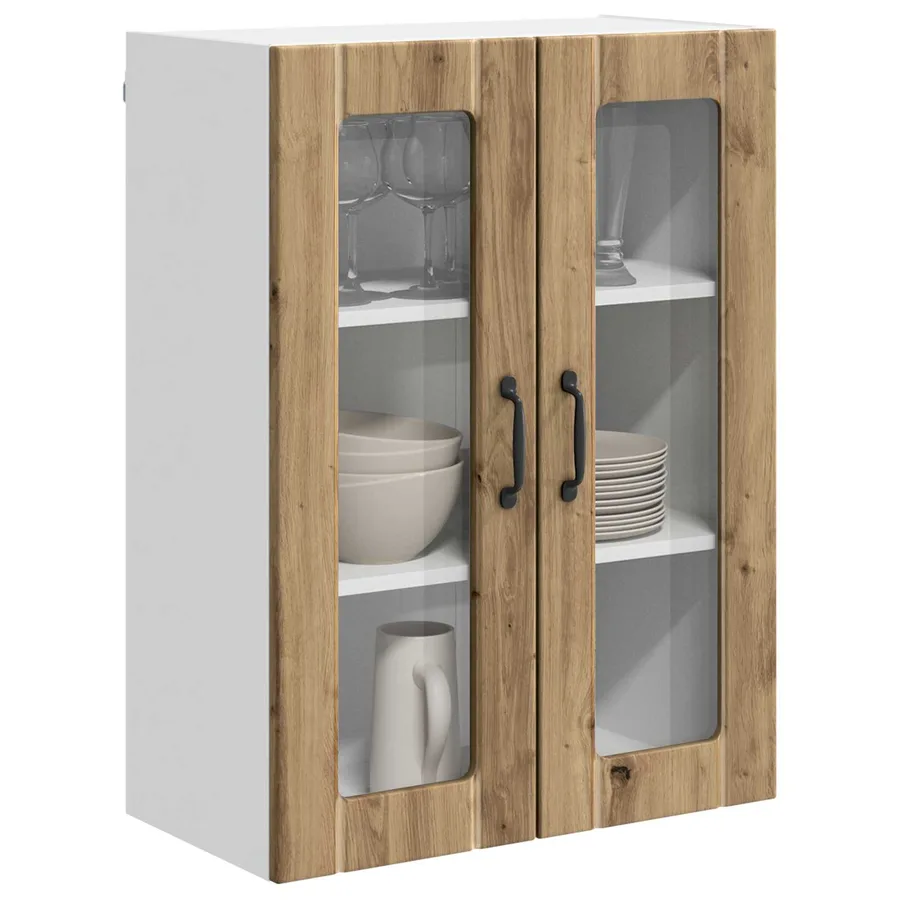 Cabinet en verre mural LUCCA Chêne artisanal 60 x 31 x 80 cm - 3
