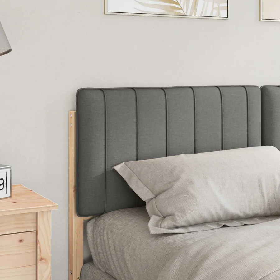 Tête de lit capitonnée Marron et gris clair 150 cm Pin massif - 3