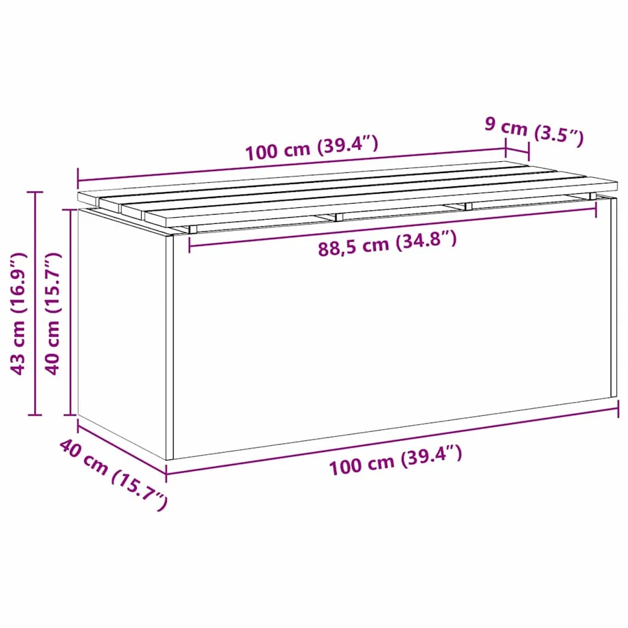 Banc de jardin Anthracite 100 x 40 x 43 cm Acier - 11