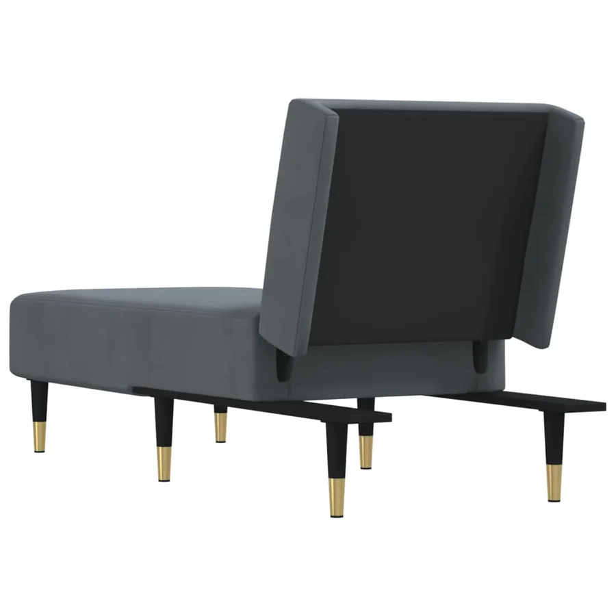 Chaise longue gris foncé velours - 5