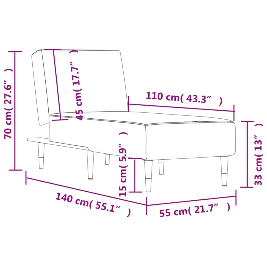 Chaise longue gris foncé velours - 9