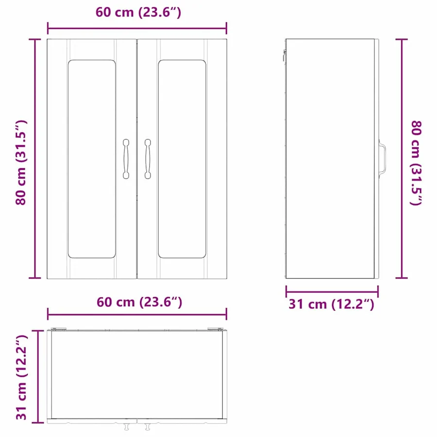 Cabinet en verre mural LUCCA Blanc brillant 60 x 31 x 80 cm - 13