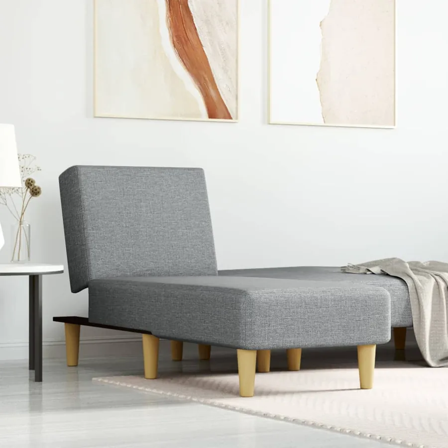Chaise longue gris clair tissu