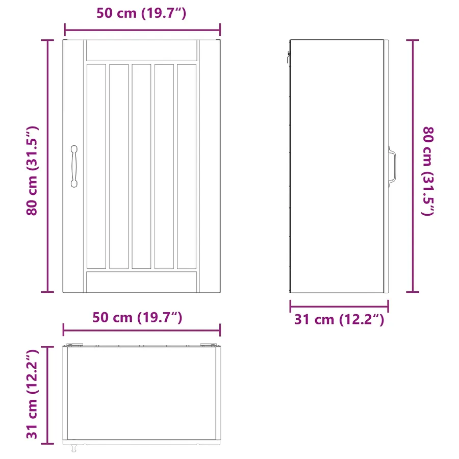 Meuble mural LUCCA Chêne brun 50 x 31 x 80 cm Bois d'ingénierie - 13
