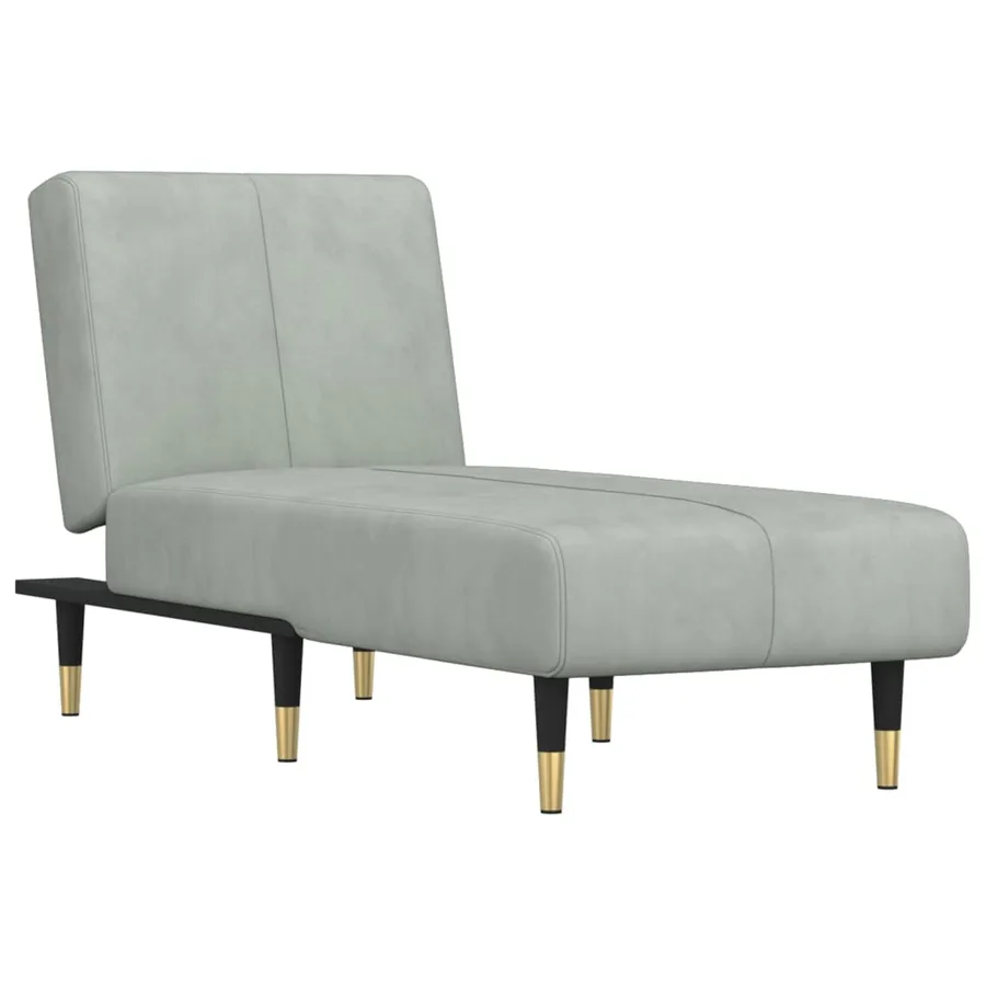Chaise longue gris clair velours - 2