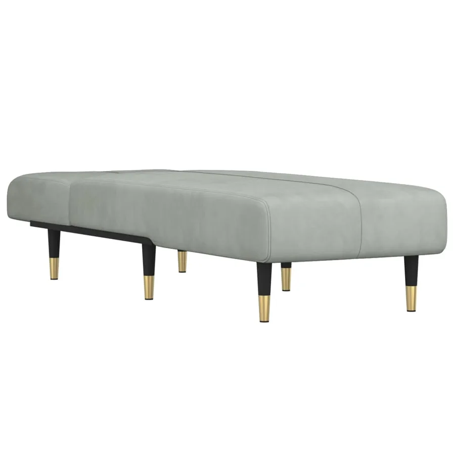 Chaise longue gris clair velours - 3