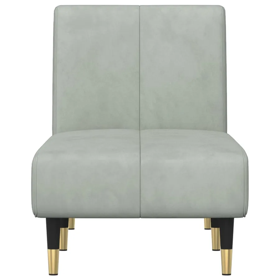 Chaise longue gris clair velours - 4