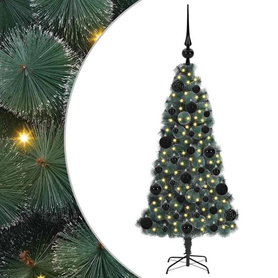 Sapin de Noël artificiel pré-éclairé avec set de boules 120 cm - 2