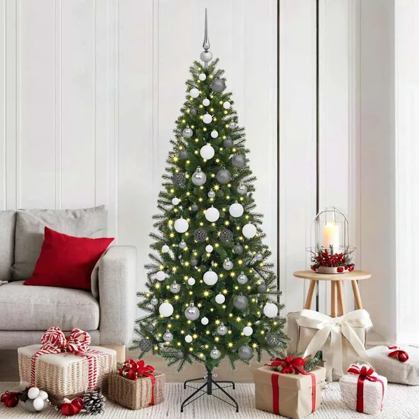Sapin de Noël artificiel avec 300 LED Vert 180 cm PE et PVC