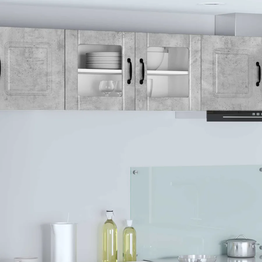 Cabinet en verre mural LUCCA Gris béton 80 x 31 x 40 cm