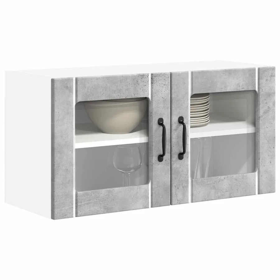 Cabinet en verre mural LUCCA Gris béton 80 x 31 x 40 cm - 3