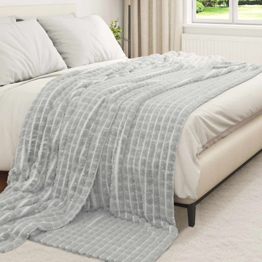 Jeté Gris 270 x 240 cm Toison - 3