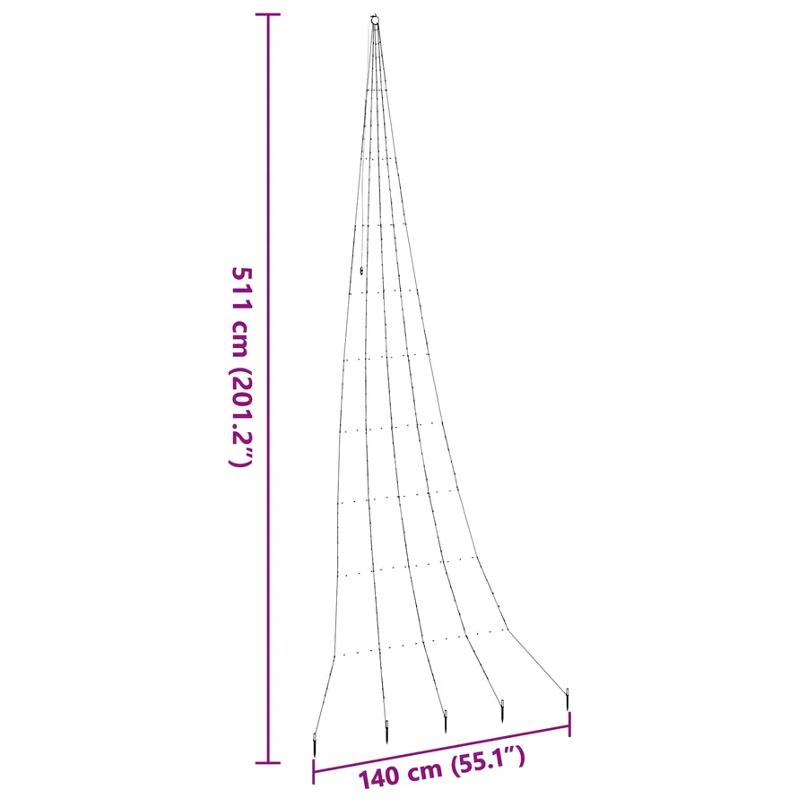 Arbre de Noël LED avec piquets au sol Bleu 511 cm Métal - 10