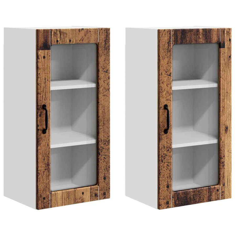 Cabinet en verre mural LUCCA 2 pcs Bois ancien 40 x 31 x 80 cm - 2