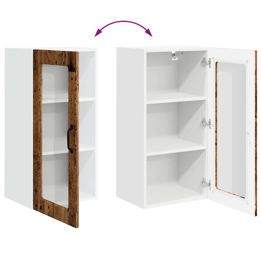 Cabinet en verre mural LUCCA 2 pcs Bois ancien 40 x 31 x 80 cm - 9