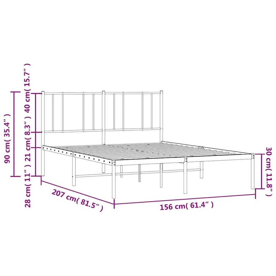 Cadre de lit métal sans matelas et tête de lit blanc 150x200 cm - 11