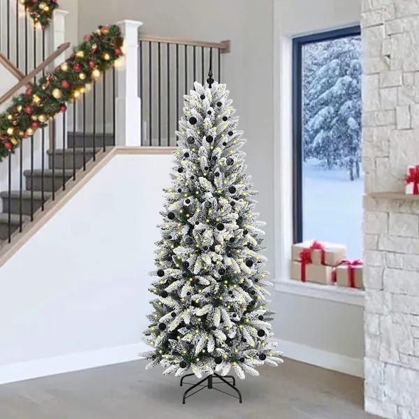 Sapin de Noël artificiel avec 300 LED avec support Blanc 240 cm