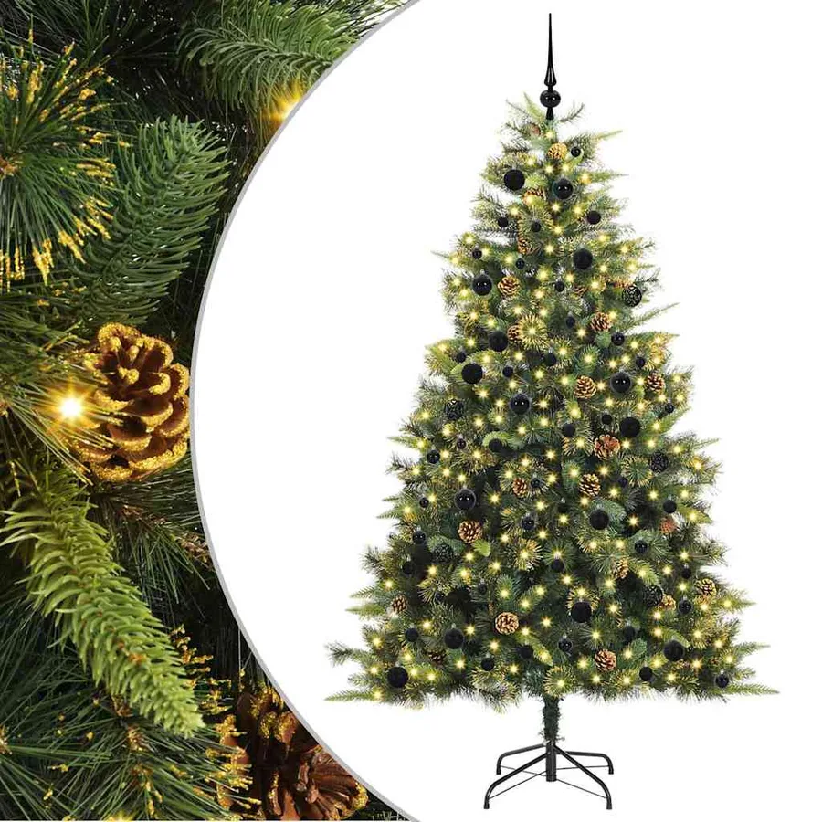 Sapin de Noël artificiel avec branches pliables et cônes 240 cm - 2