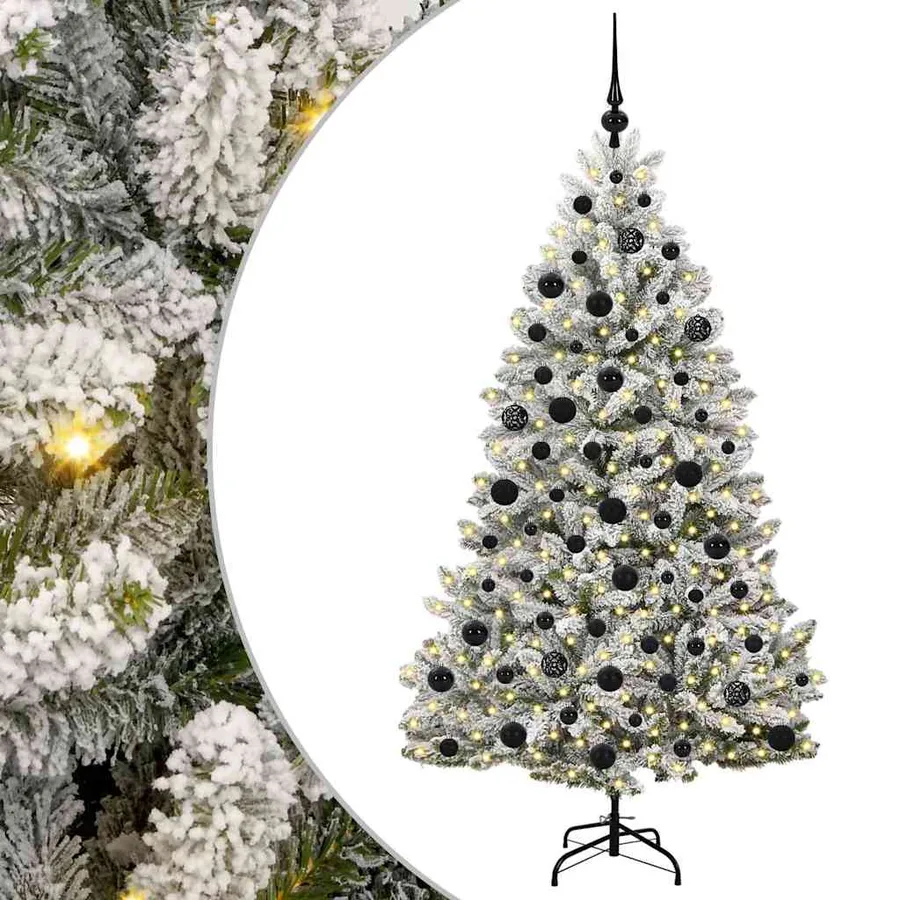 Sapin de Noël artificiel Vert et blanc 180 cm PVC et métal - 2