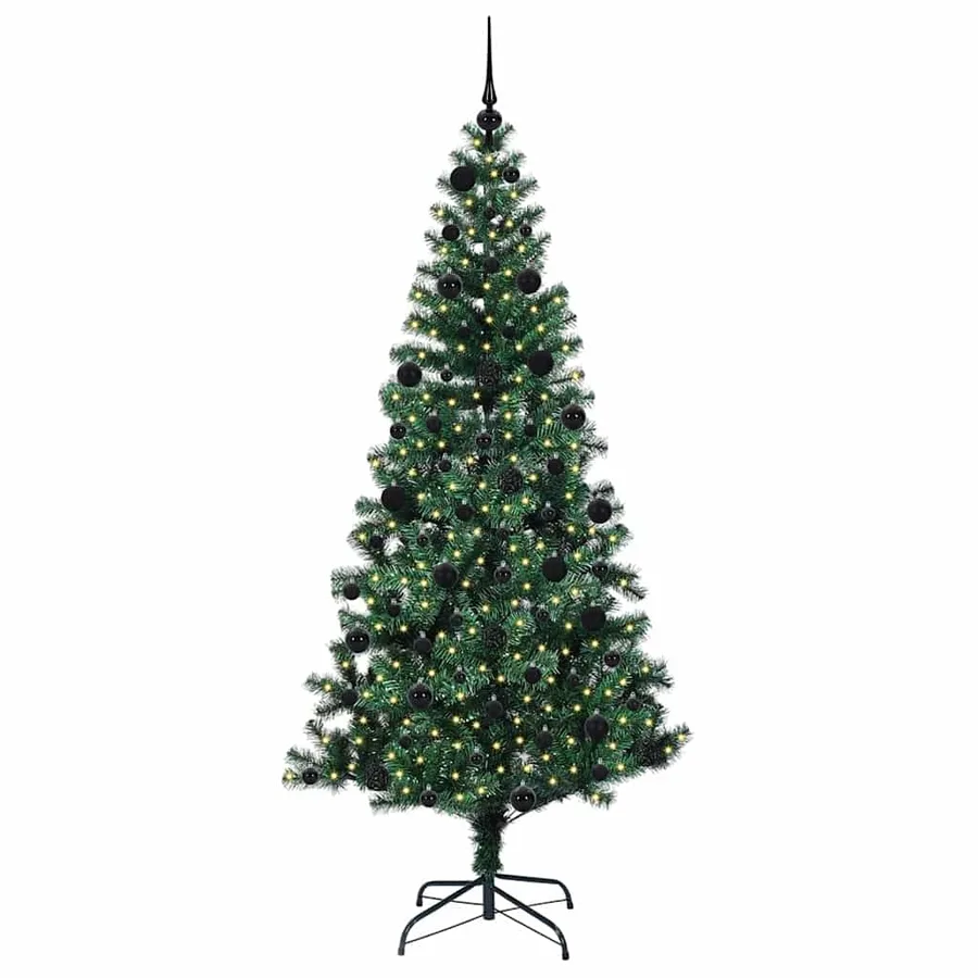 Sapin de Noël artificiel pré-éclairé Vert 210 cm PVC et métal - 3