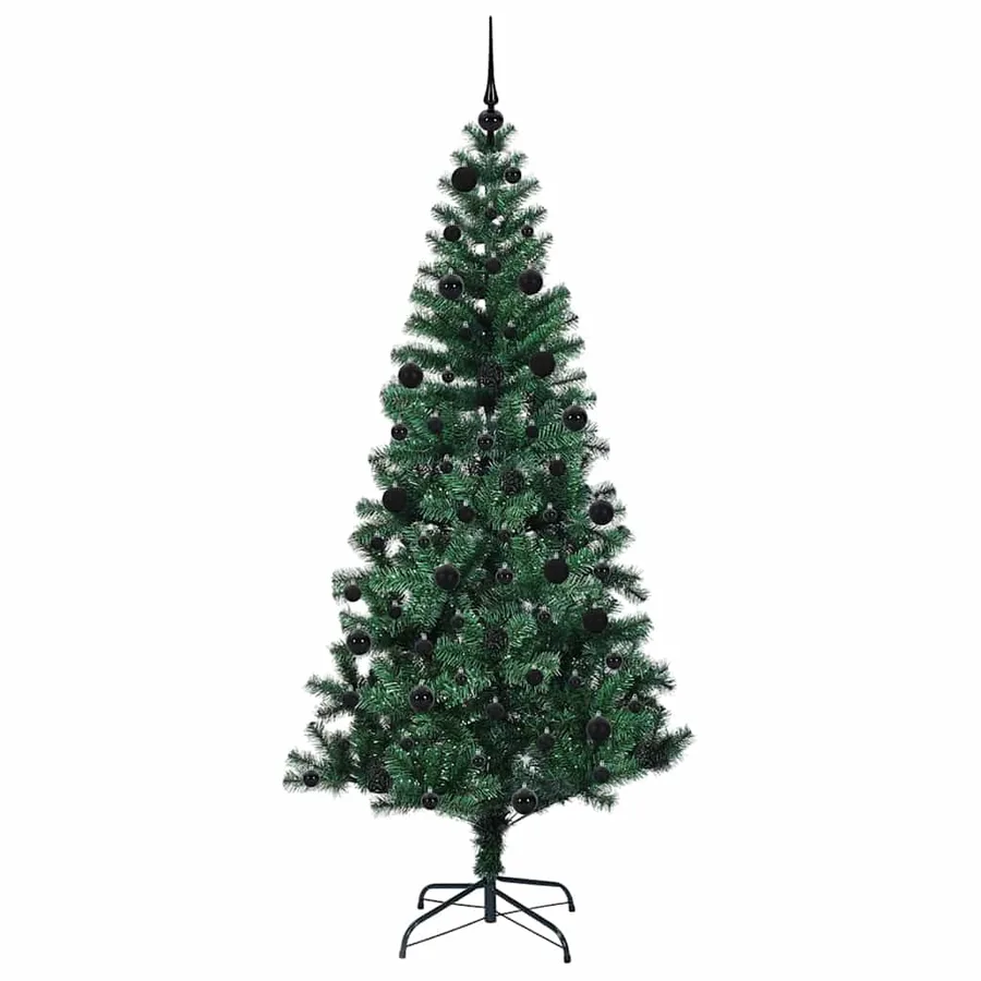 Sapin de Noël artificiel pré-éclairé Vert 210 cm PVC et métal - 4