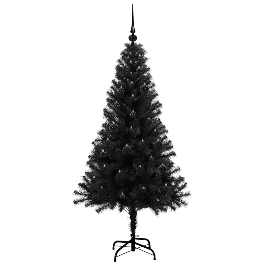 Sapin de Noël avec 150 LED avec support Noir 150 cm PVC - 4