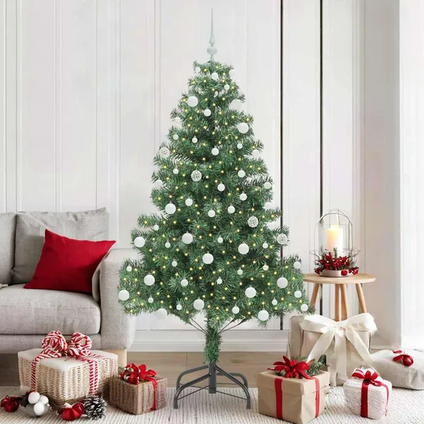 Sapin de Noël avec 300 LED avec support Vert 180 cm PVC