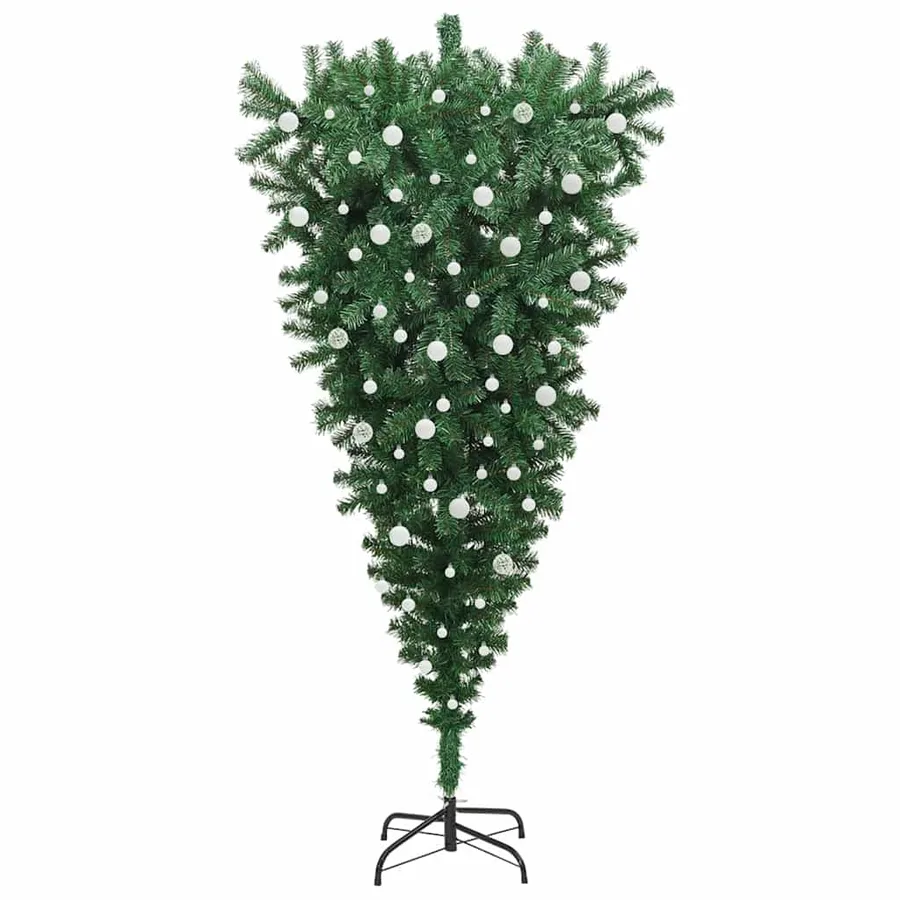 Sapin de Noël artificiel pré-éclairé à l'envers avec ensemble de boules - 4