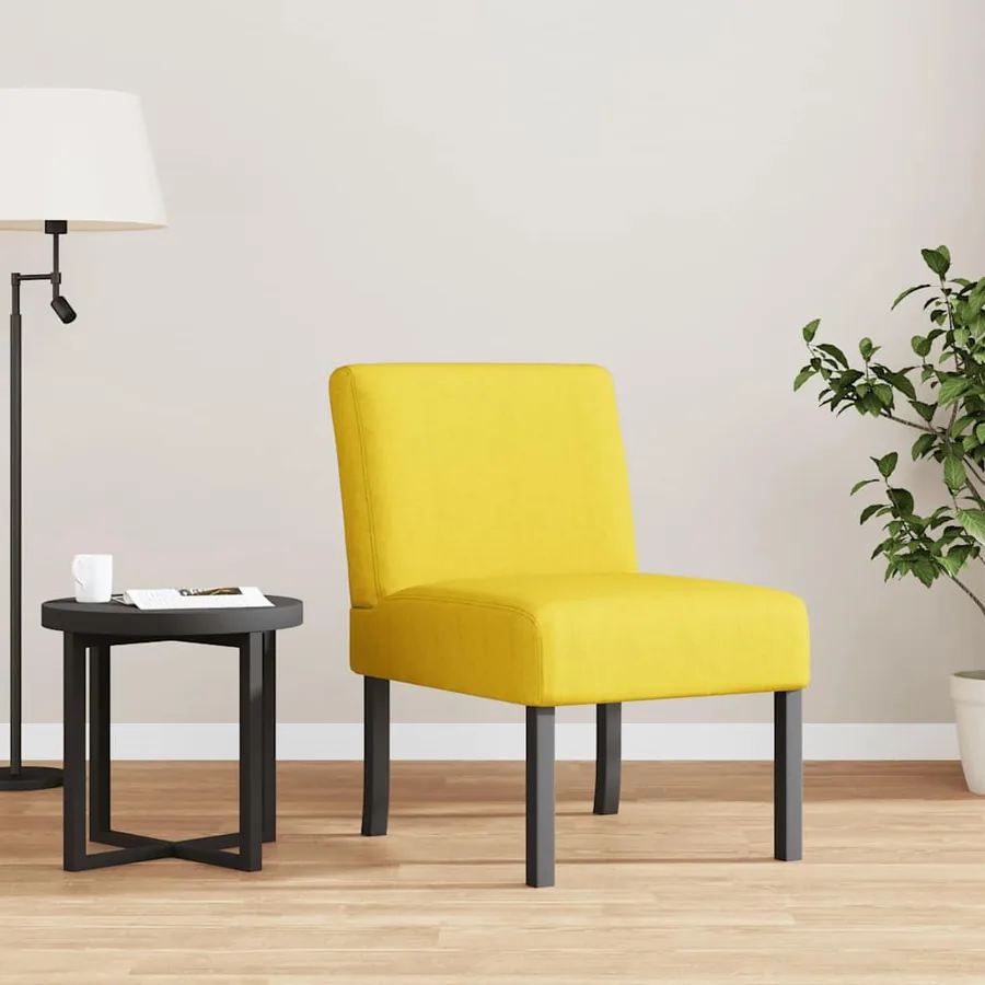 Fauteuil sans accoudoirs jaune clair tissu
