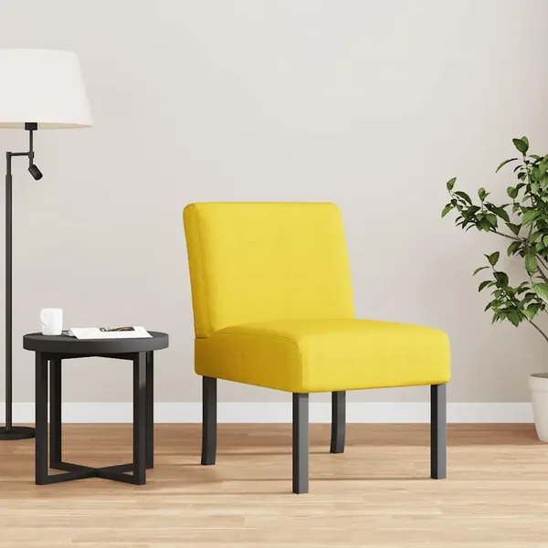 Fauteuil sans accoudoirs jaune clair tissu