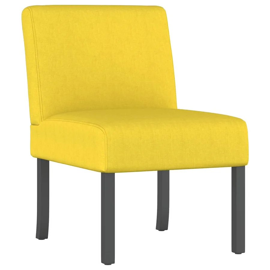 Fauteuil sans accoudoirs jaune clair tissu - 2