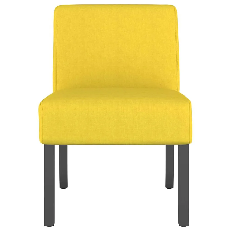 Fauteuil sans accoudoirs jaune clair tissu - 3