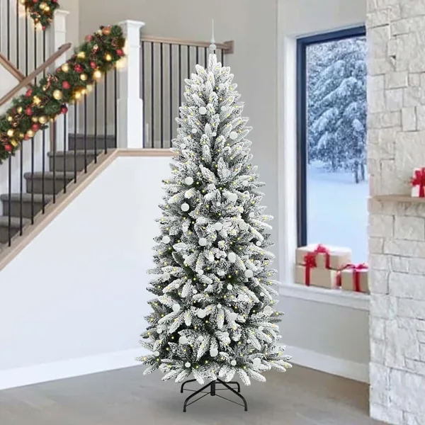 Sapin de Noël artificiel avec 300 LED avec support Blanc 240 cm