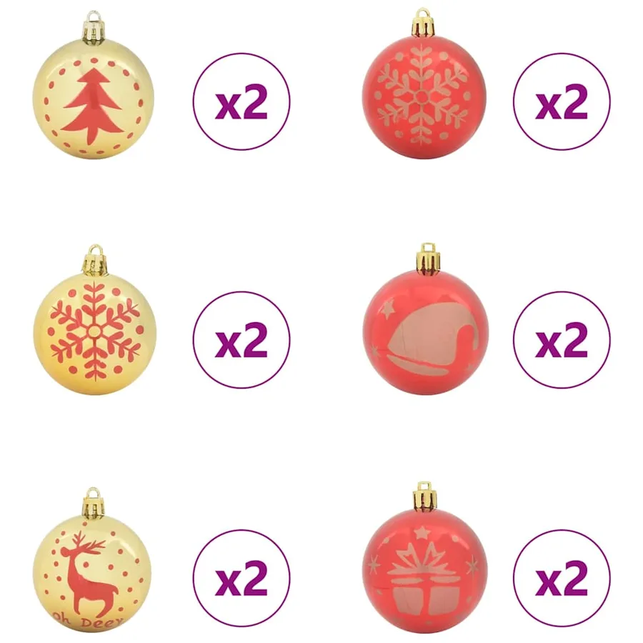 Ensemble de Boules de Noël 40 pcs or et rouge Plastique - 4