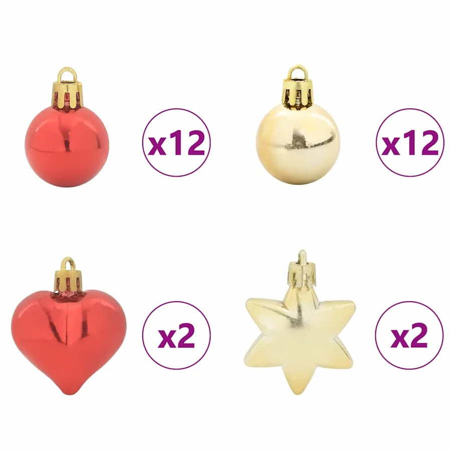 Ensemble de Boules de Noël 40 pcs or et rouge Plastique - 5