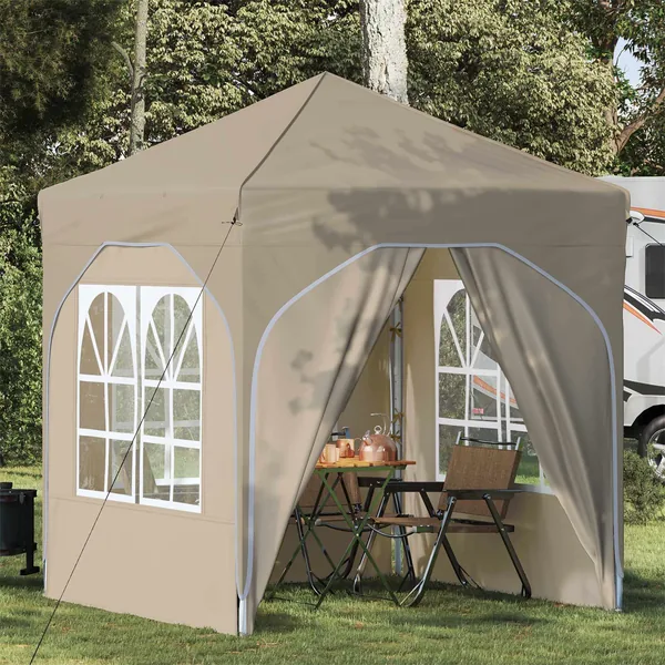 Tente de fête pop-up 192 x 192 x 245 cm Crème