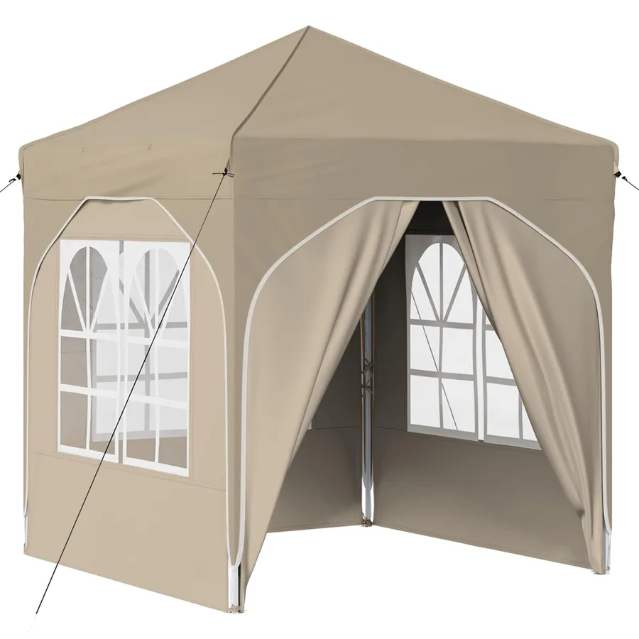 Tente de fête pop-up 192 x 192 x 245 cm Crème - 2