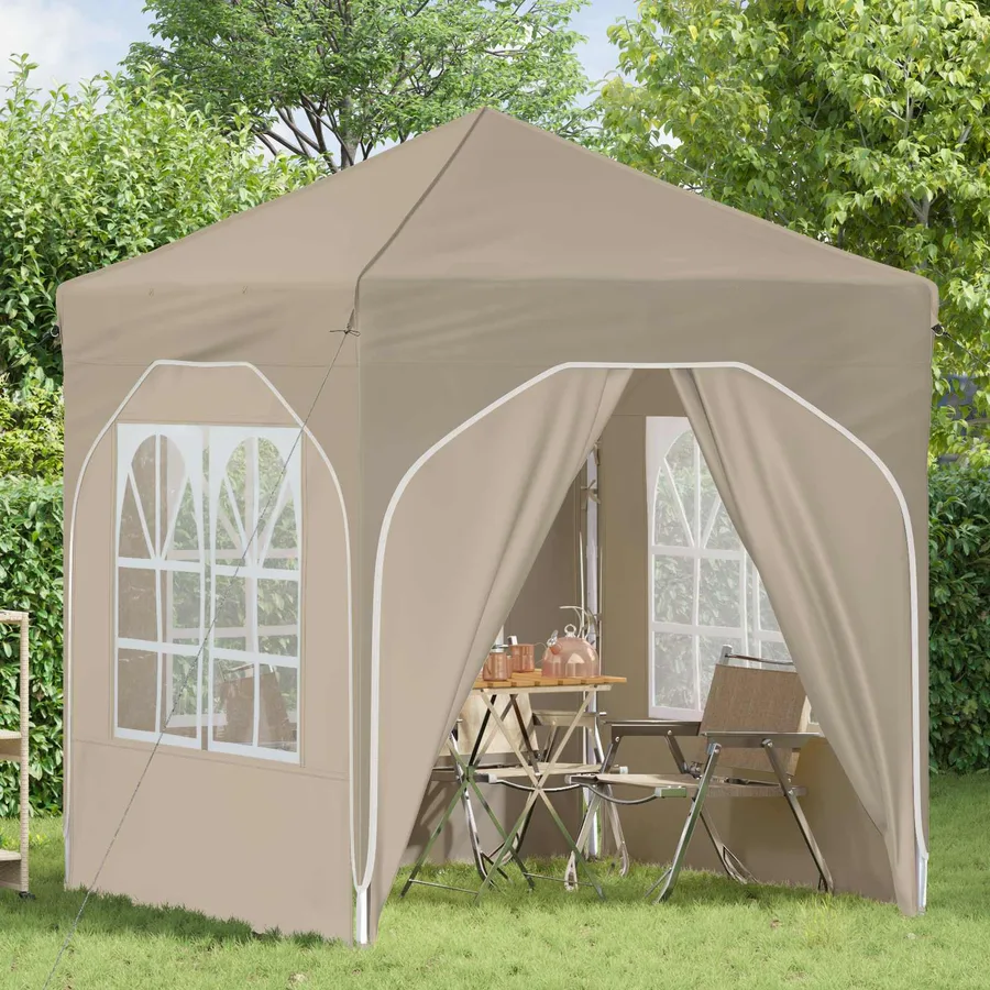 Tente de fête pop-up 192 x 192 x 245 cm Crème - 3