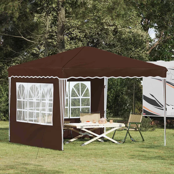 Tente de fête pop-up 288 x 288 x 245 cm Marron Tissu Oxford