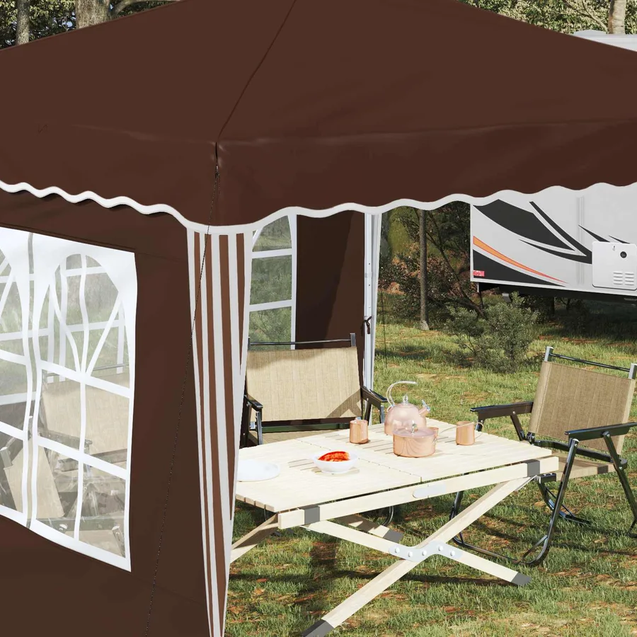 Tente de fête pop-up 288 x 288 x 245 cm Marron Tissu Oxford - 4