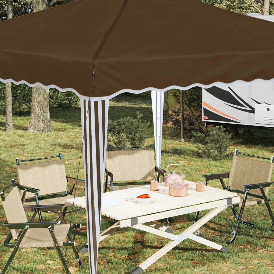 Tente de fête pop-up 288 x 288 x 245 cm Taupe Tissu Oxford - 4