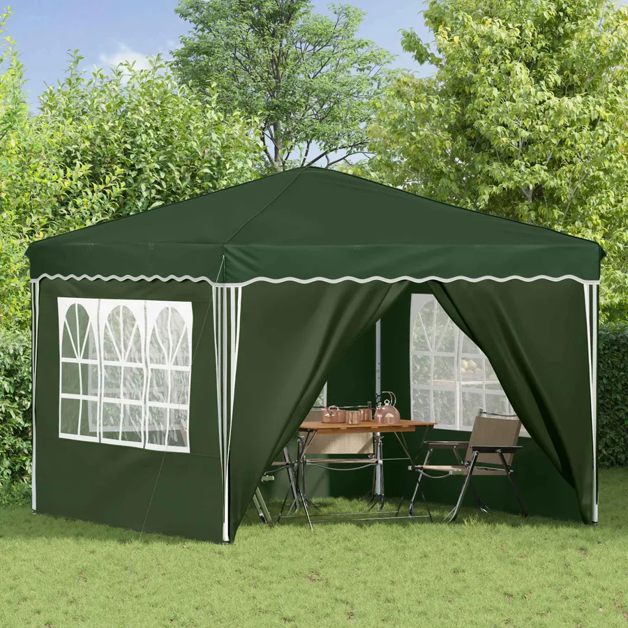 Tente de fête pop-up 288 x 288 x 245 cm Vert Tissu Oxford - 3