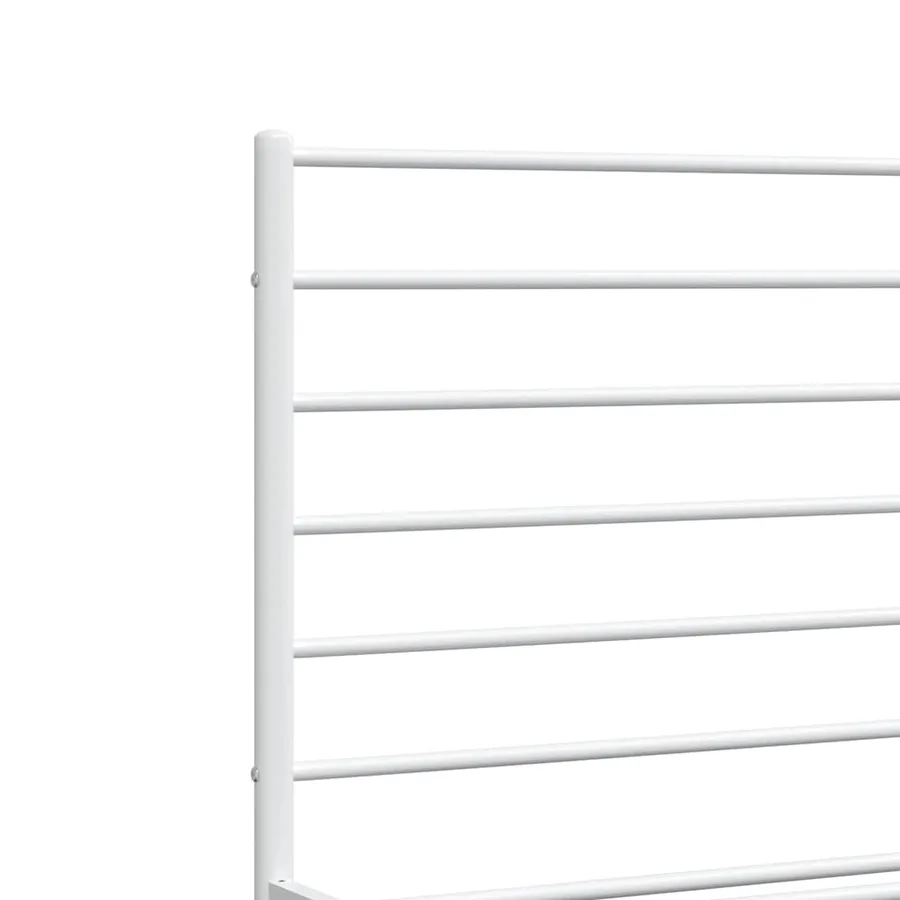 Cadre de lit métal sans matelas et pied de lit blanc 135x190 cm - 9