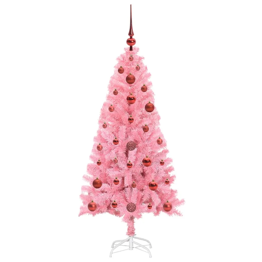 Sapin de Noël avec 150 LED avec support Rose 120 cm PVC - 4