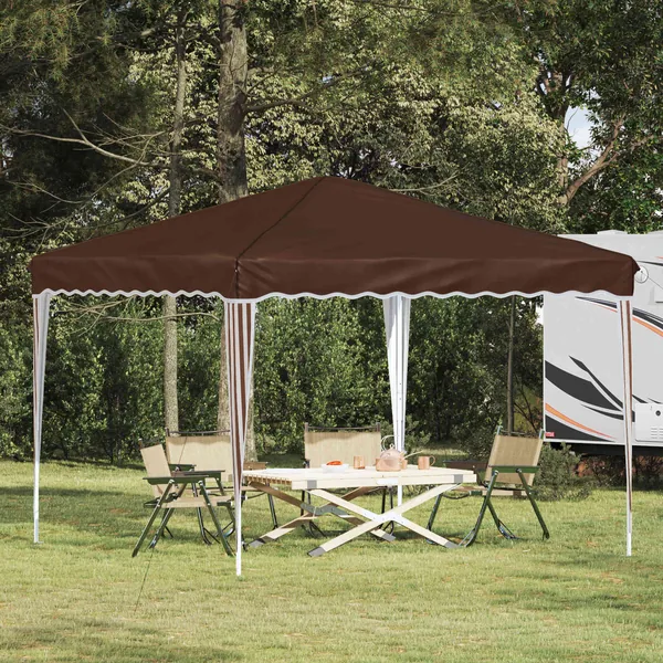 Tente de fête pop-up 288 x 288 x 245 cm Marron Tissu Oxford