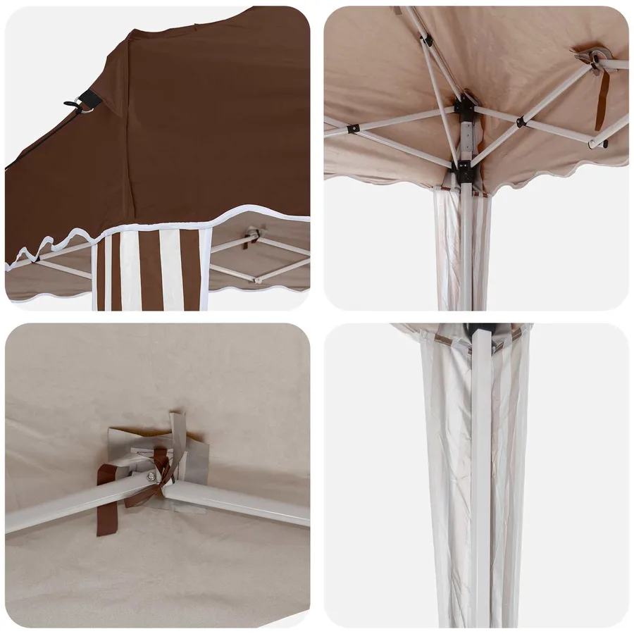 Tente de fête pop-up 288 x 288 x 245 cm Marron Tissu Oxford - 9